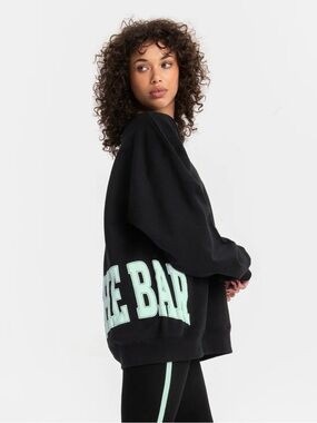 The Bar Varsity Sweatshirt With Wrap Lettering in Mint & Black NWT
